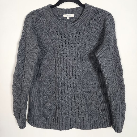Madewell Sweaters - Madewell Cable Knit Sweater Womens Medium Long Sleeve Gray Pullover